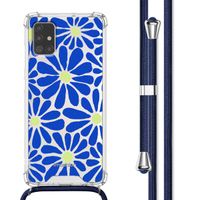 imoshion Design Hülle mit Band Samsung Galaxy A51 - Cobalt Blue Flowers Connect