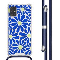 imoshion Design Hülle mit Band für das Samsung Galaxy A51 - Cobalt Blue Flowers Connect