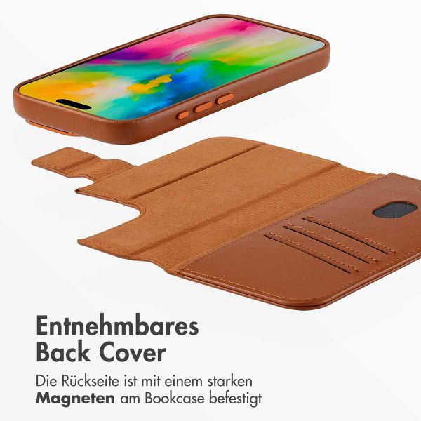 Accezz 2-in-1 Klapphülle aus Leder mit MagSafe für das iPhone 16 Pro Max - Sienna Brown