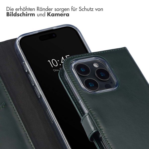 Selencia Echtleder Klapphülle für das Apple iPhone 16 Pro - Grün