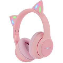 imoshion Kabellose Kinderkopfhörer LED Light Cat Ear - Dezibelbegrenzer - Mit AUX-Kabel - Rosa