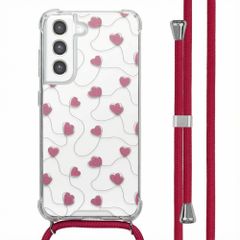 imoshion Design Hülle mit Band Samsung Galaxy S21 FE - Dusty Rose Connected Hearts