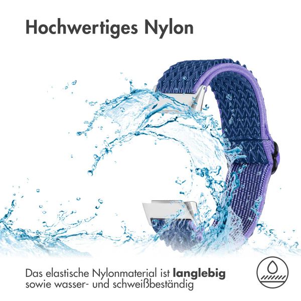 imoshion Elastisches Nylonarmband für das  Fitbit Charge 5 - Dunkelblau