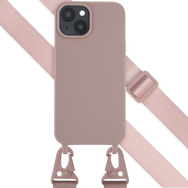 Selencia Silikonhülle mit abnehmbarem Band für das iPhone 15 - Sand Pink