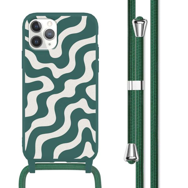 imoshion Silikonhülle design mit Band für das iPhone 11 Pro - Petrol Green Groovy