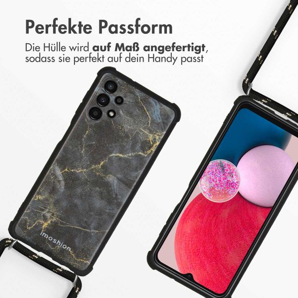 imoshion Design Hülle mit Band für das Samsung Galaxy A13 (4G) - Black Marble