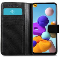 imoshion Luxuriöse Canvas-Klapphülle Samsung Galaxy A21s - Schwarz