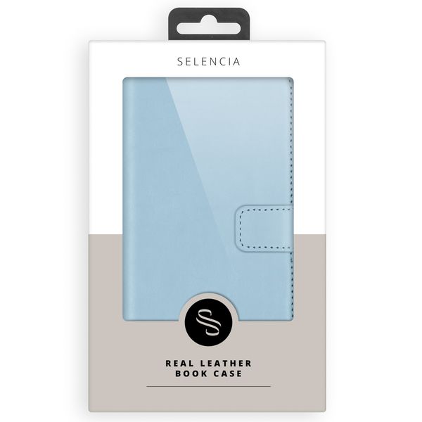 Selencia Echtleder Klapphülle für das Apple iPhone 16 Pro - Air Blue