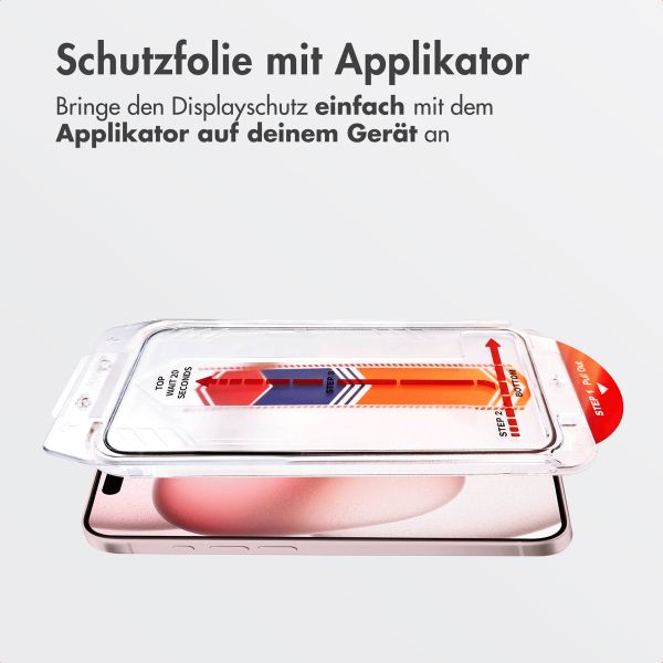 Accezz Gehärteter Glas-Schutz + Applikator Apple iPhone 16 / 15