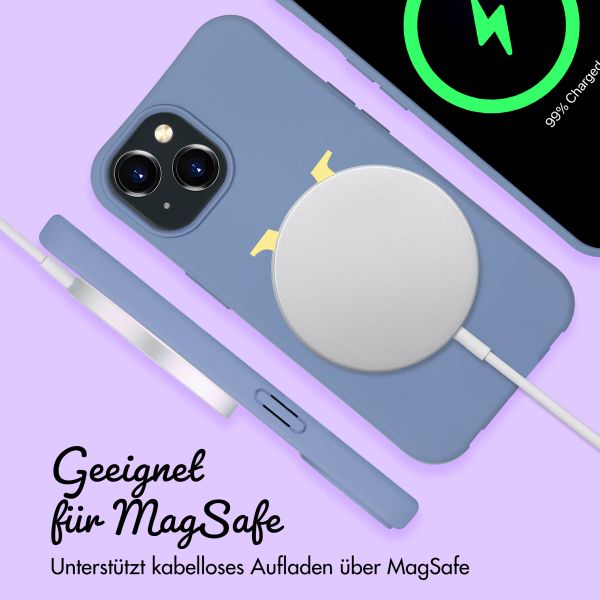 Personalisierte Color Backcover MagSafe mit abtrennbarem Band und Buchstaben für iPhone 15 - Ash Blue