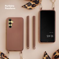 Selencia Back Cover mit luxuriöser Handschlaufe für das Samsung Galaxy A54 (5G) - Braun