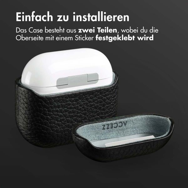 Accezz Echtes Leder Case Apple AirPods 4 - Schwartz