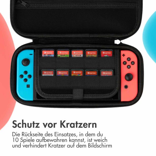 imoshion Schale Nintendo Switch mit Reißverschlusstasche - Hülle Nintendo Switch (OLED) mit Griff - Schwarz