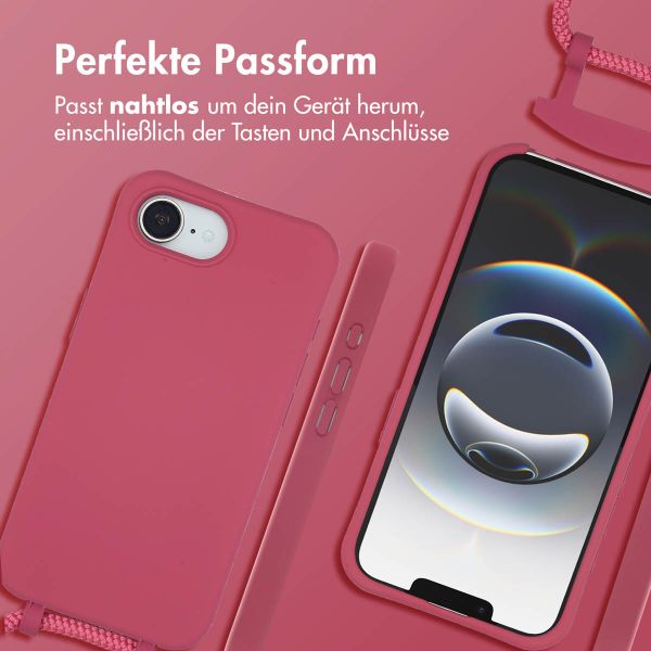imoshion Color Backcover mit abnehmbarem Handykette und MagSafe Apple iPhone 16e - Red Raspberry