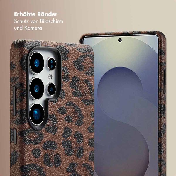 Selencia Sabi Backcover Leopardenmuster mit MagSafe Samsung Galaxy S25 Ultra - Mocha Brown