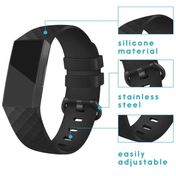 imoshion Silikonband für das  Fitbit Charge 3 / 4 - Schwarz