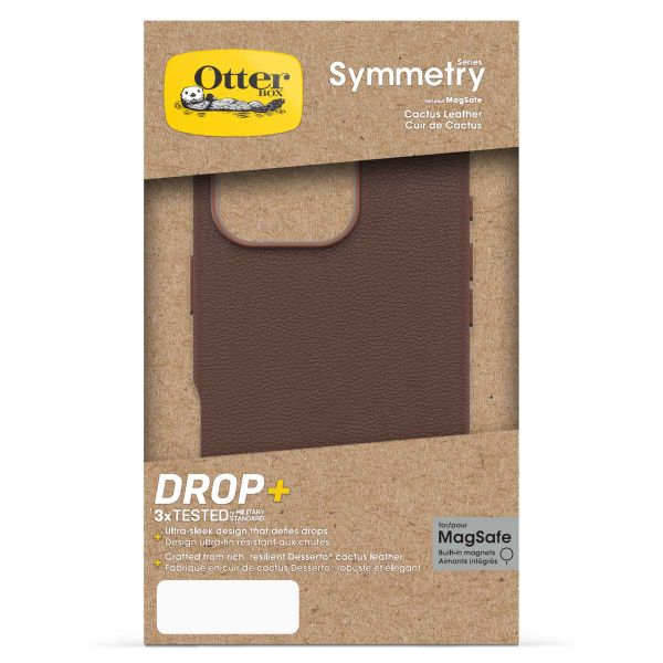 OtterBox Symmetry Cactus Leder Back Cover MagSafe für das iPhone 16 pro - Rich Adobe Brown