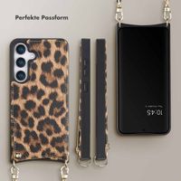 Selencia Nova Handyhülle mit Kordel und Kartenhalter Samsung Galaxy S25 - Leopard