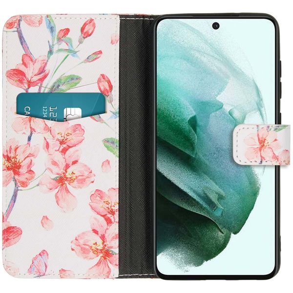 imoshion Design TPU Klapphülle Samsung Galaxy S21 FE - Blossom Watercolor White