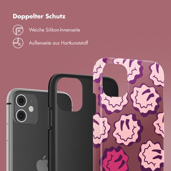 Selencia Vivid Back Cover Apple iPhone 11 - Wavy Smiley Pink