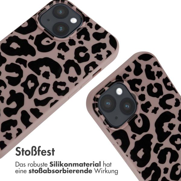 imoshion Silikonhülle design mit Band für das iPhone 15 - Animal Pink