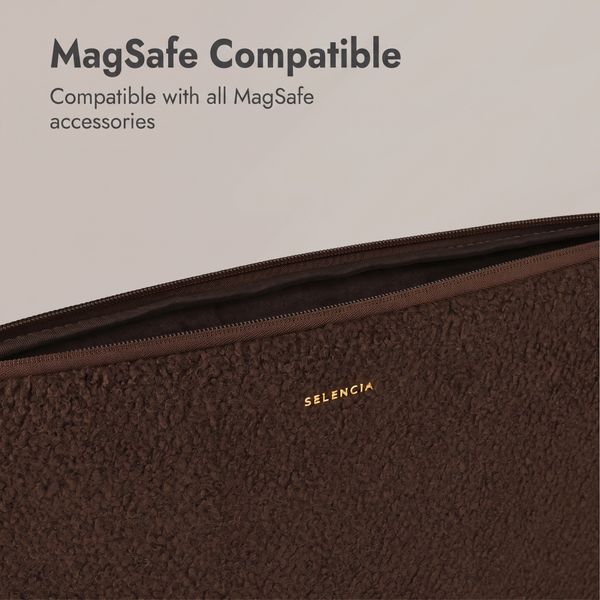 Selencia Teddy Laptop Hülle 13-14 Zoll - Laptop Sleeve - Choco Brown