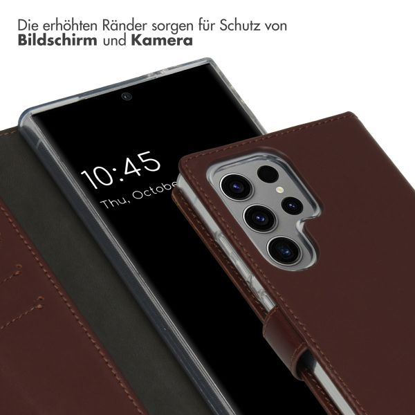Selencia Echtleder Klapphülle Samsung Galaxy S24 Ultra - Dunkelbraun