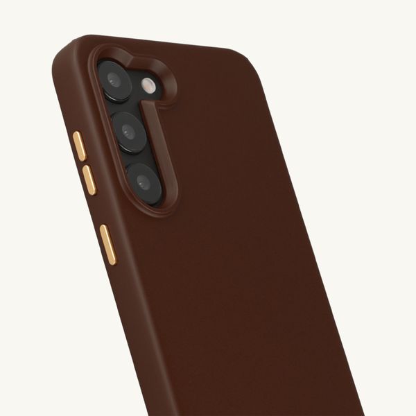 Selencia Rivièra Backcover mit MagSafe mit abnehmbaren Haken Samsung Galaxy S23 - Choco Brown