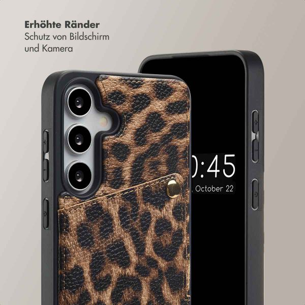 Selencia Nova HandyHülle mit Kordel und Kartenhalter Samsung Galaxy S24 / S25 - Leopard