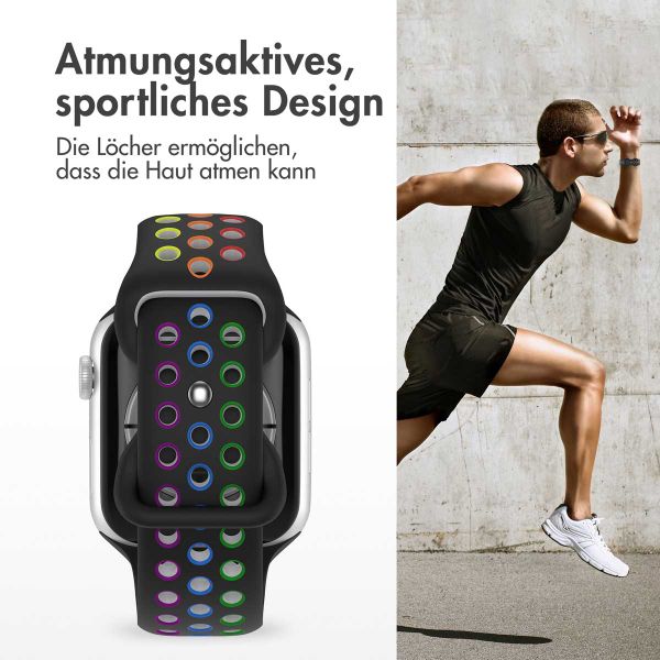 imoshion Sportarmband⁺ für die Apple Watch Series 1 bis 9 / SE (38/40/41 mm) | Series 10 (42 mm) - Größe M/L - Black Rainbow