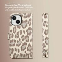 Selencia Sabi Klapphülle mit Leopardenmuster Apple iPhone 15 - Soft Ivory