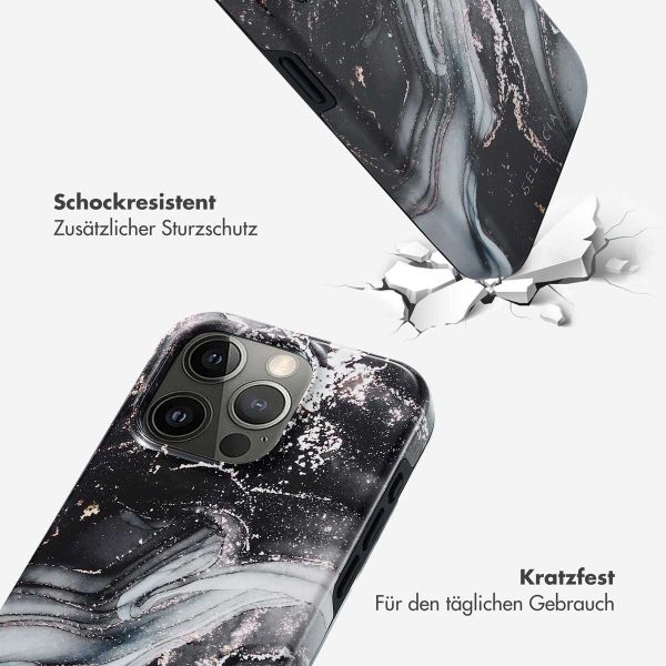 Selencia Vivid Tough Back Cover für das iPhone 15 Pro - Chic Marble Black