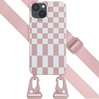 Selencia SilikonHülle design mit abnehmbarem Band Apple iPhone 13 - Irregular Check Sand Pink