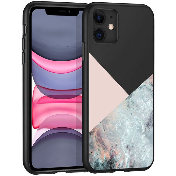 imoshion Design Hülle iPhone 11 - Marmor - Rosa / Schwarz