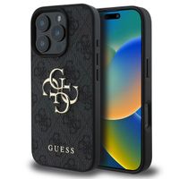 Guess 4G Metal Logo Back Cover für das iPhone 16 Pro Max - Schwarz