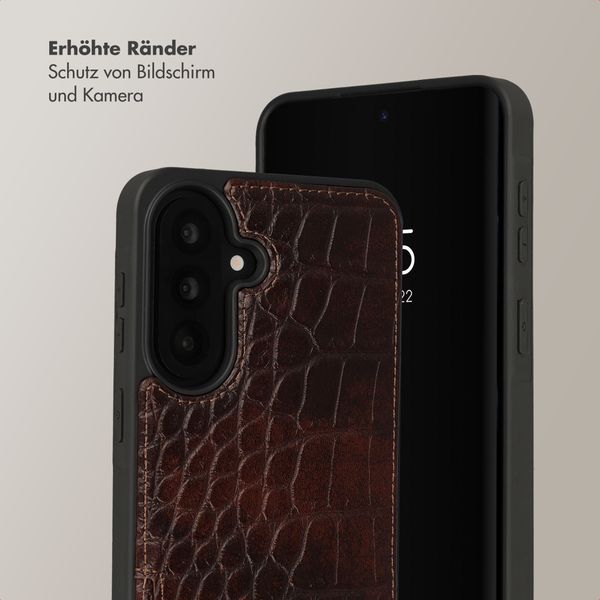 Selencia Nova Croco HandyHülle mit Kordel und Kartenhalter Samsung Galaxy A37 (5G) - Choco Brown