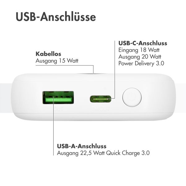 imoshion MagSafe Powerbank - 10.000 mAh - Kabellose Powerbank - Weiß