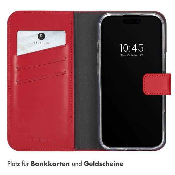 Selencia Echtleder Klapphülle Apple iPhone 16 Pro - Rot