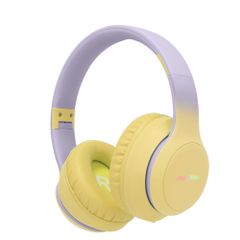 imoshion Kabellose Kinderkopfhörer LED Light - Dezibelbegrenzer - Mit AUX-Kabel - Lavender Lilac / Yellow