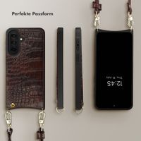 Selencia Nova Croco HandyHülle mit Kordel und Kartenhalter Samsung Galaxy A37 (5G) - Choco Brown