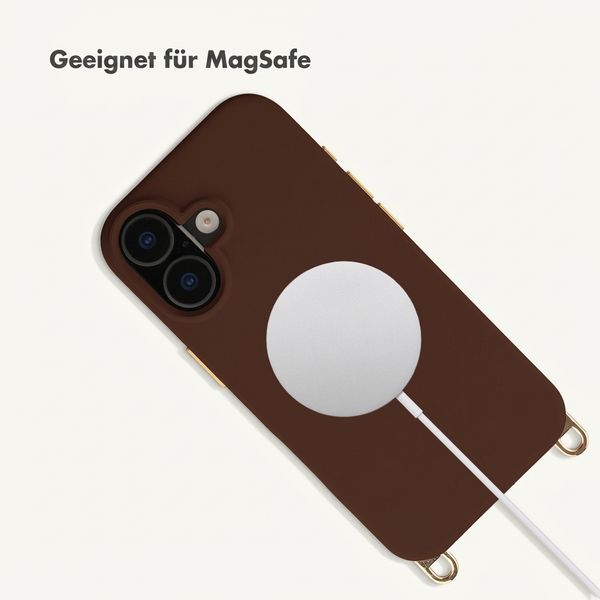 Selencia Rivièra Backcover mit MagSafe mit abnehmbaren Haken Apple iPhone 16 - Choco Brown