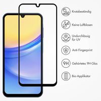 Accezz Vollflächige Schutzfolie aus gehärtetem Glas mit Applikator Samsung Galaxy A15 (5G/4G)