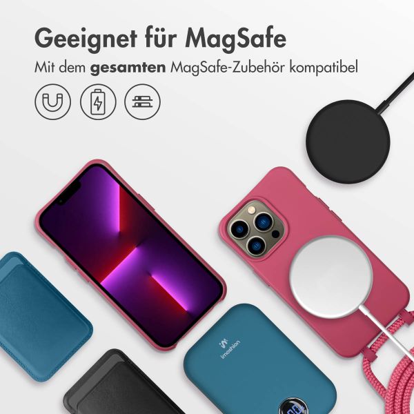 imoshion Color Backcover mit abnehmbarem Handykette und MagSafe Apple iPhone 13 Pro - Raspberry