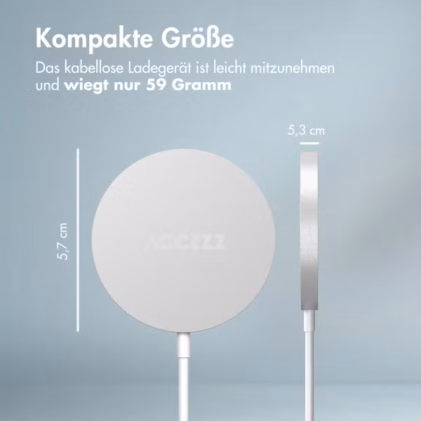 Accezz Wireless Charger USB-C - Drahtloses MagSafe und Qi2-Ladegerät - 1 Meter - Weiß