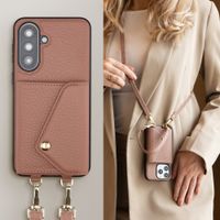 Selencia Sera HandyHülle mit Kordel und Umschlag-Kartenhalter Samsung Galaxy A37 (5G) - Old Pink