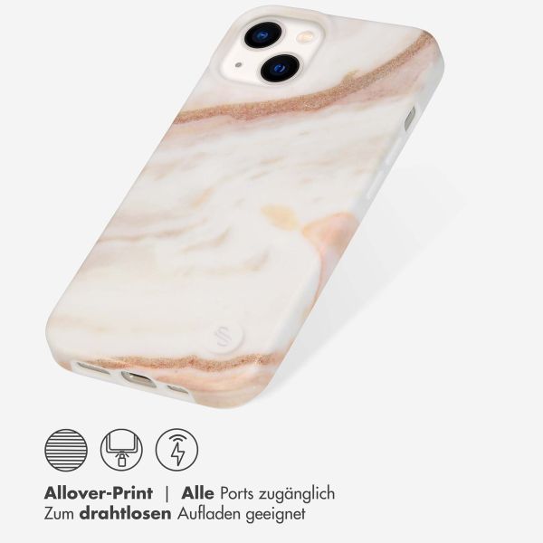 Selencia Aurora Fashion Back Case für das iPhone 14 - ﻿Strapazierfähige Hülle - 100 % recycelt - Weißer Marmor