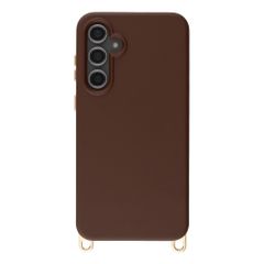 Selencia Rivièra Backcover mit MagSafe mit abnehmbaren Haken Samsung Galaxy S23 FE - Choco Brown
