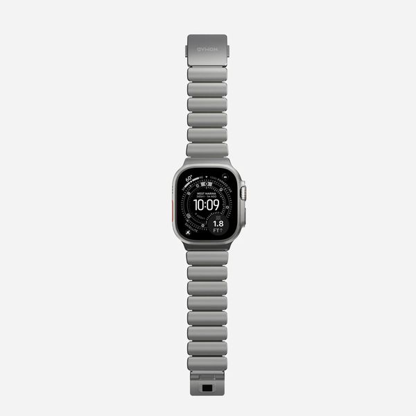 Nomad Stratos Armband für Apple Watch | 44/45/46/49 mm - Forest Green / Natural Titanium