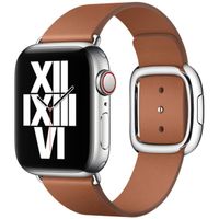 Apple Leather Band Modern Buckle für das  Apple Watch Series 1 t/m 9 / SE (38/40/41 mm) | Series 10 / 11 (42 mm) - Größe L - Saddle Brown