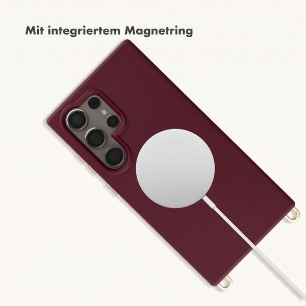 Selencia Rivièra Backcover mit MagSafe mit abnehmbaren Haken Samsung Galaxy S24 Ultra - Bold Burgundy
